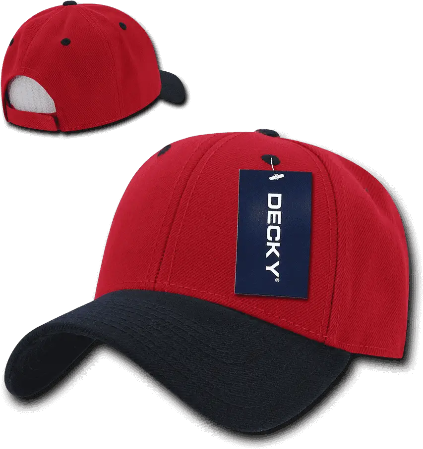 Decky 206 Low Structured Baseball Cap - Red Navy