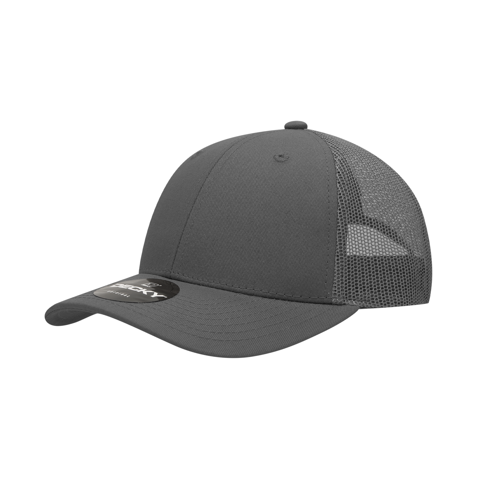 Decky 214 6 Panel Low Profile Structured Cotton Trucker - Charcoal