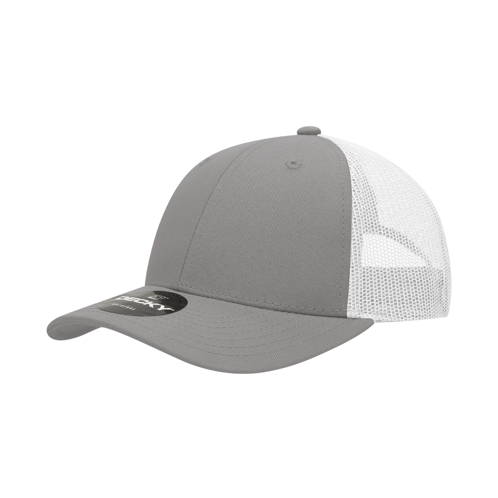 Decky 214 6 Panel Low Profile Structured Cotton Trucker - Grey White