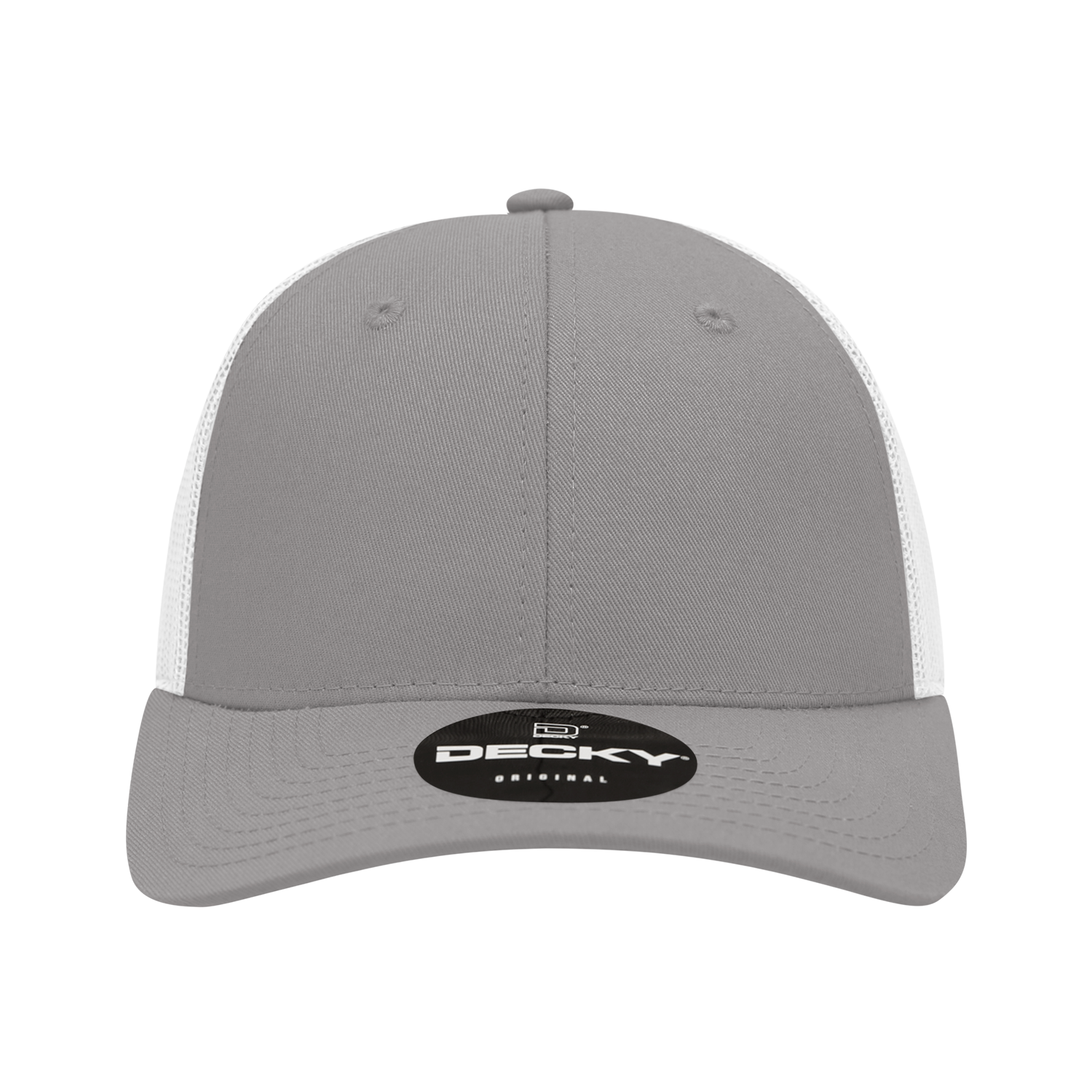 Decky 214 6 Panel Low Profile Structured Cotton Trucker - Grey White