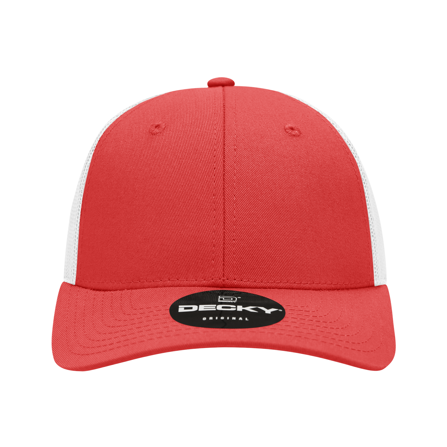 Decky 214 6 Panel Low Profile Structured Cotton Trucker - Red White
