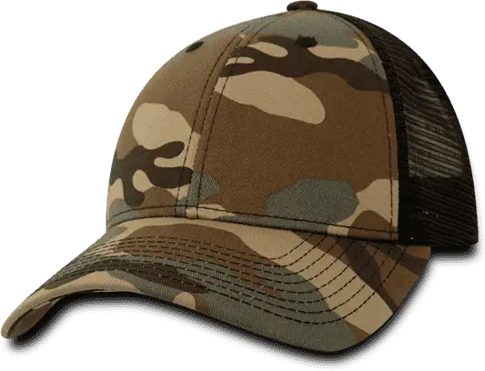 Decky 218 Structured Camo Trucker Cap - Woodland Black - one Size Fits Most