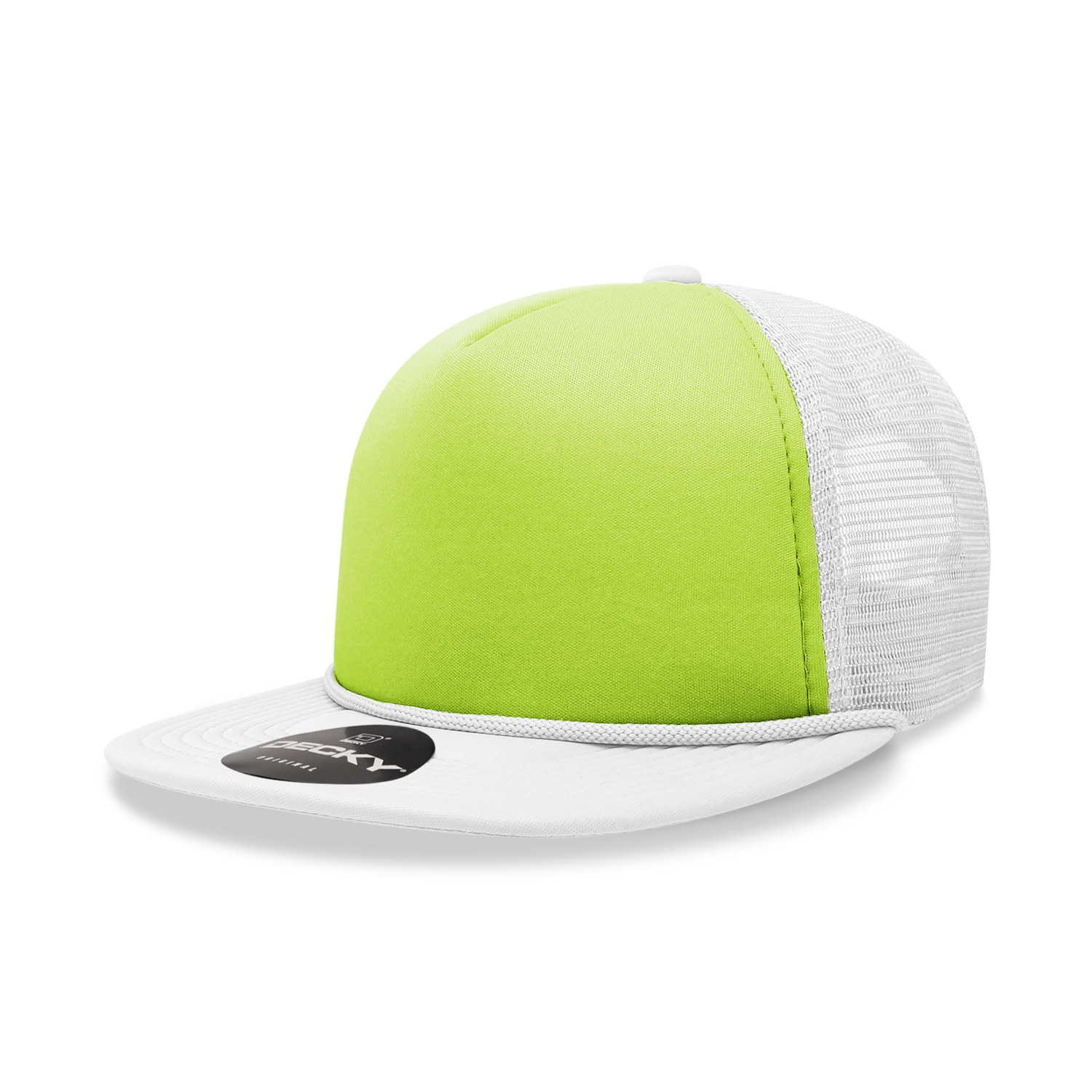 Decky 222 5 Panel High Profile Structured Two Tone Foam Trucker - White Neon Yellow