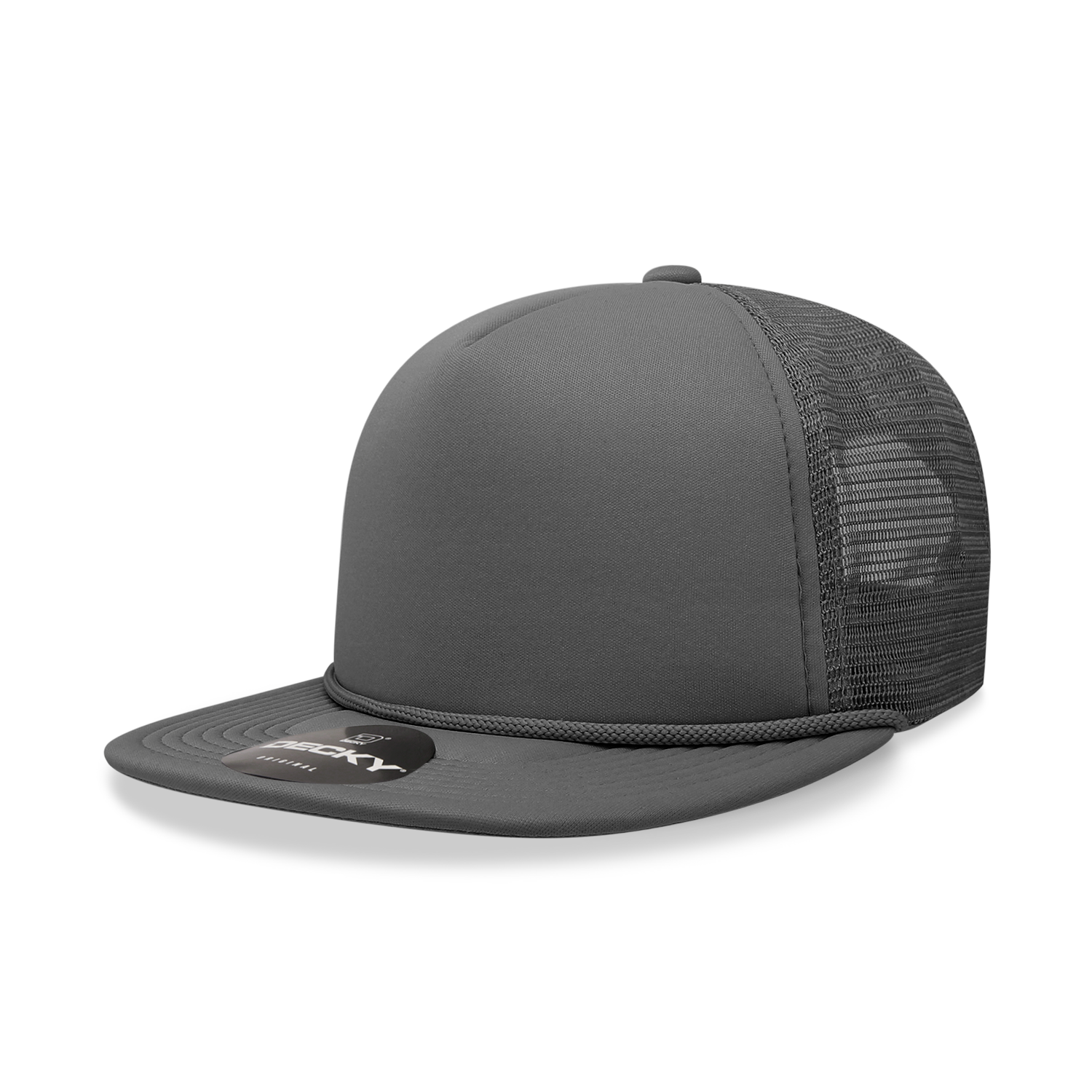 Decky 223 5 Panel High Profile Structured Foam Trucker - Charcoal