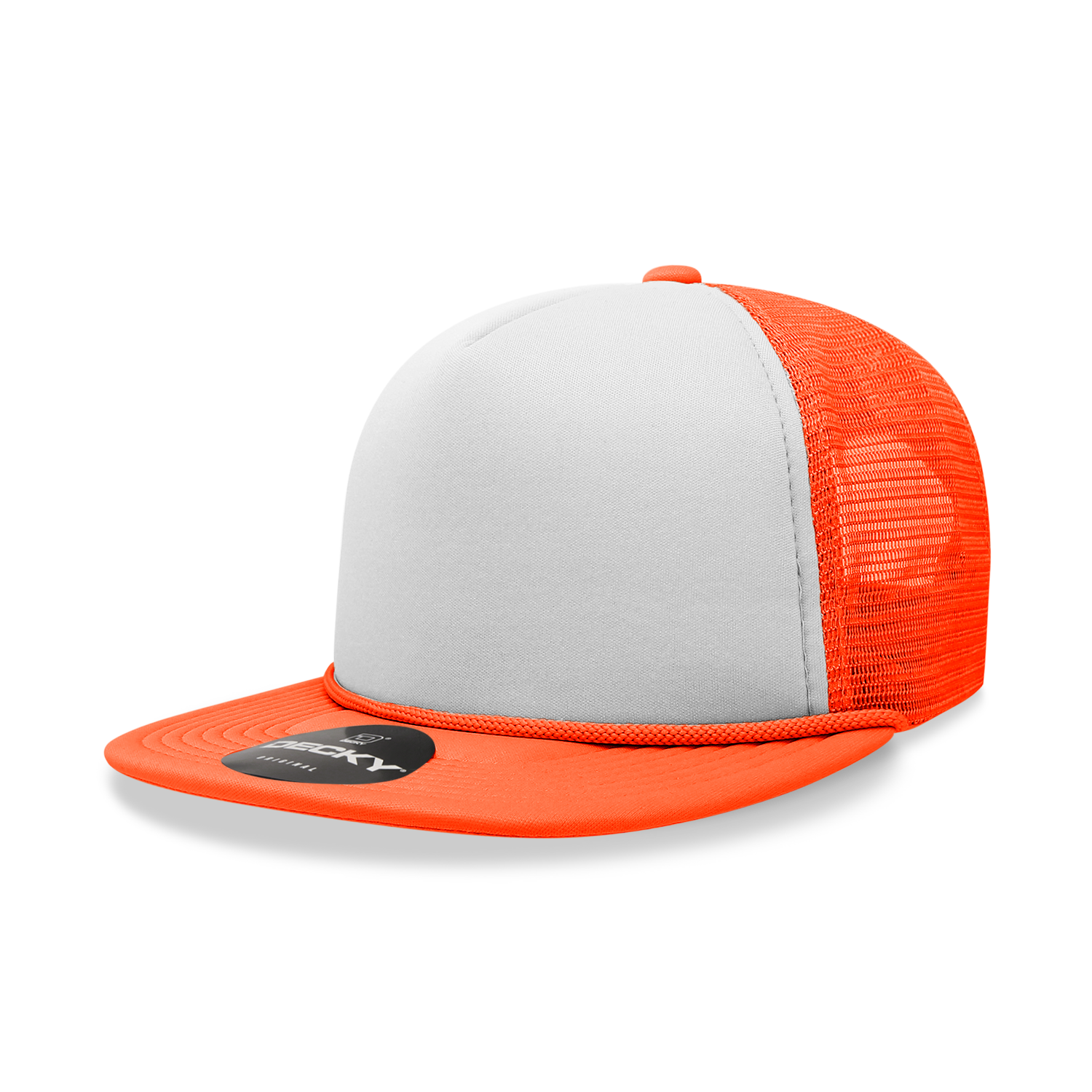 Decky 224 5 Panel High Profile Structured Two Tone Foam Trucker - Orange