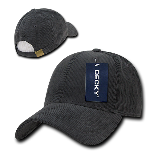 Decky 231 6 Panel Low Profile Structured Corduroy Cap - Charcoal