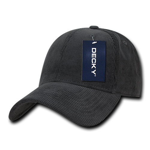 Decky 231 6 Panel Low Profile Structured Corduroy Cap - Charcoal