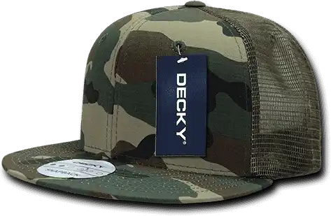 Decky 241 Ripstop Flat Bill Trucker Cap - Woodland Camo - one Size Fits Most