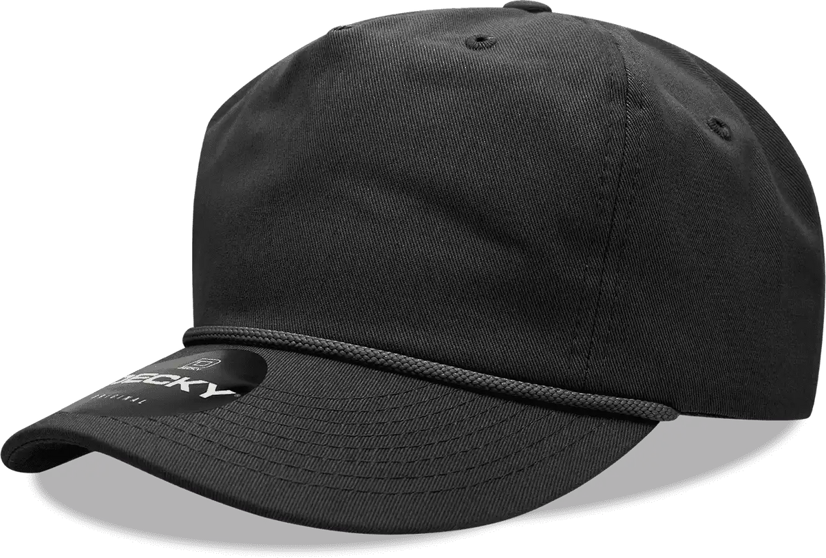 Decky 252 Classic 5 Panel with Rope Black / one Size Fits Most