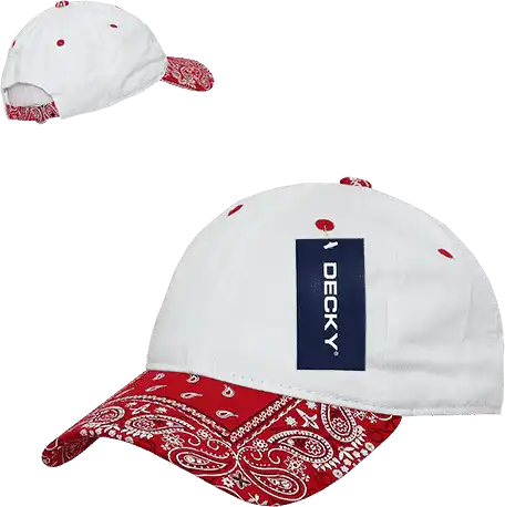 Decky 256 Bandanna Polo Cap - White Red - one Size Fits Most