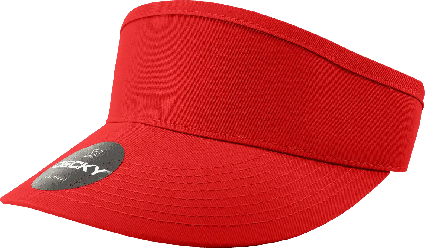 Decky 3015 High Profile Cotton Visor - Red - one Size Fits Most