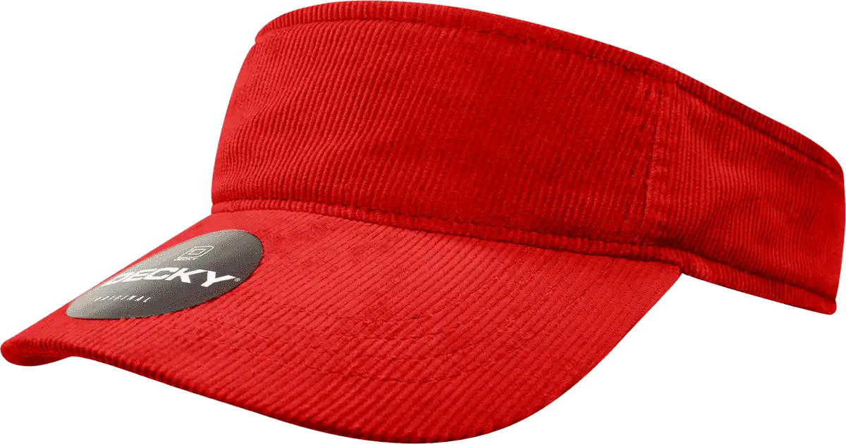 Decky 4004 Corduroy Visor - Red - one Size Fits Most