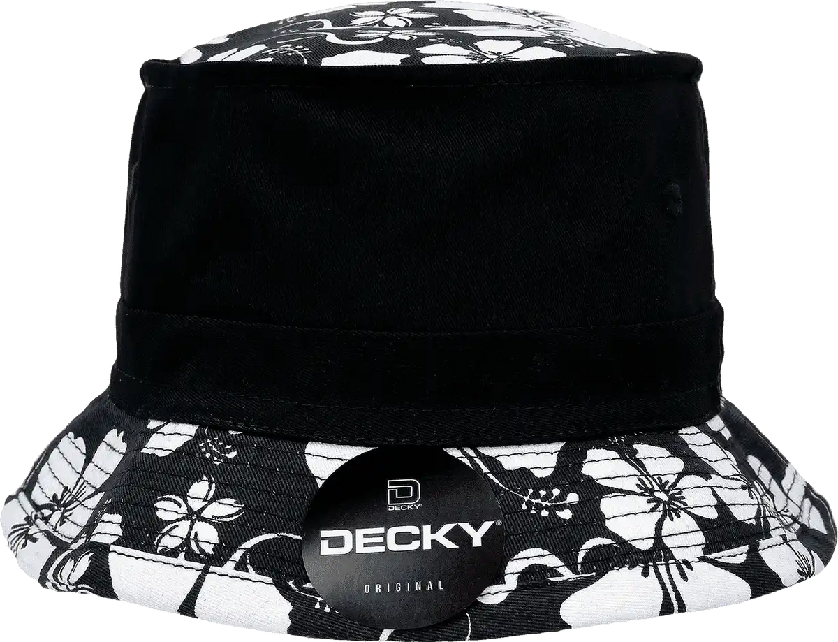Decky 456 Floral Brim Fisherman Hat - Black - S/m