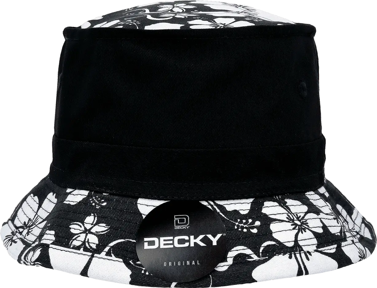 Decky 456 Floral Brim Fisherman Hat - Black