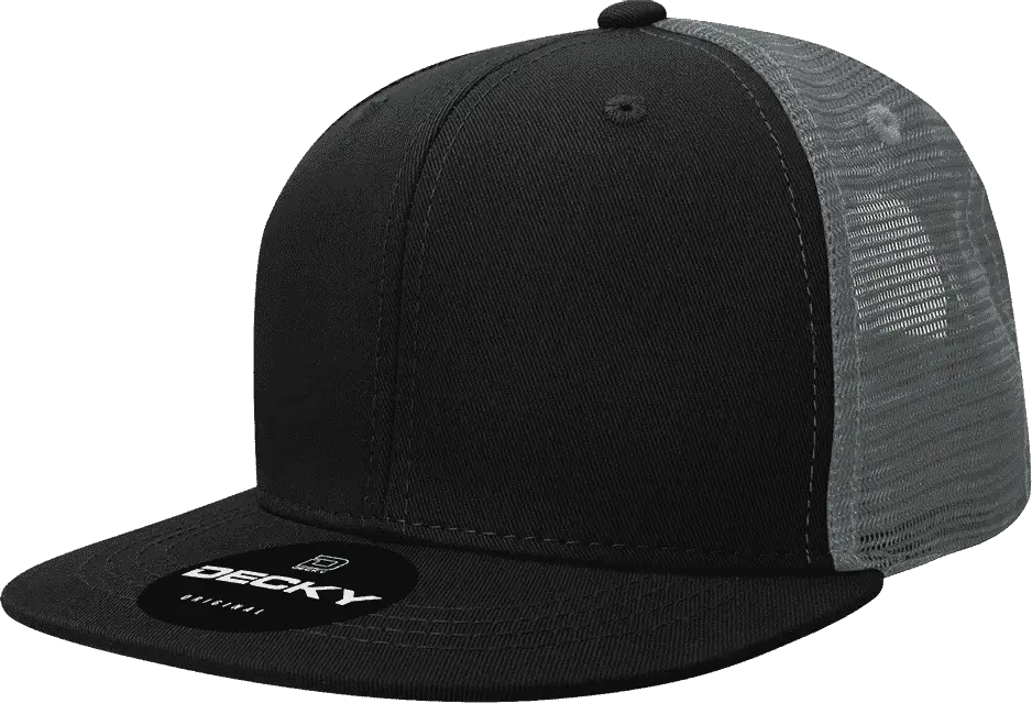 Decky 5010 6 Panel Youth Trucker Cap - Black Charcoal
