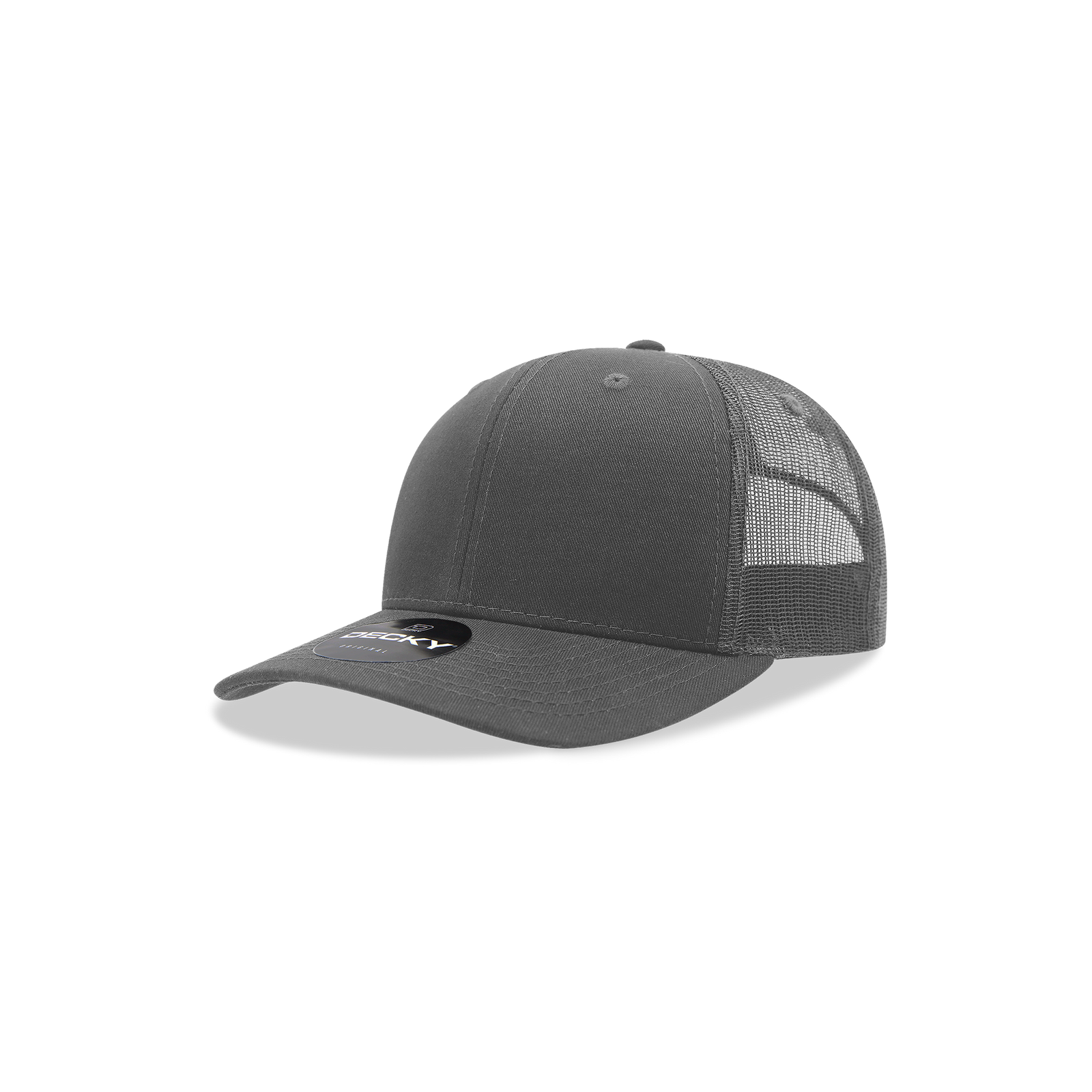 Decky 5019 Youth 6 Panel Mid Profile Structured Cotton Trucker - Charcoal