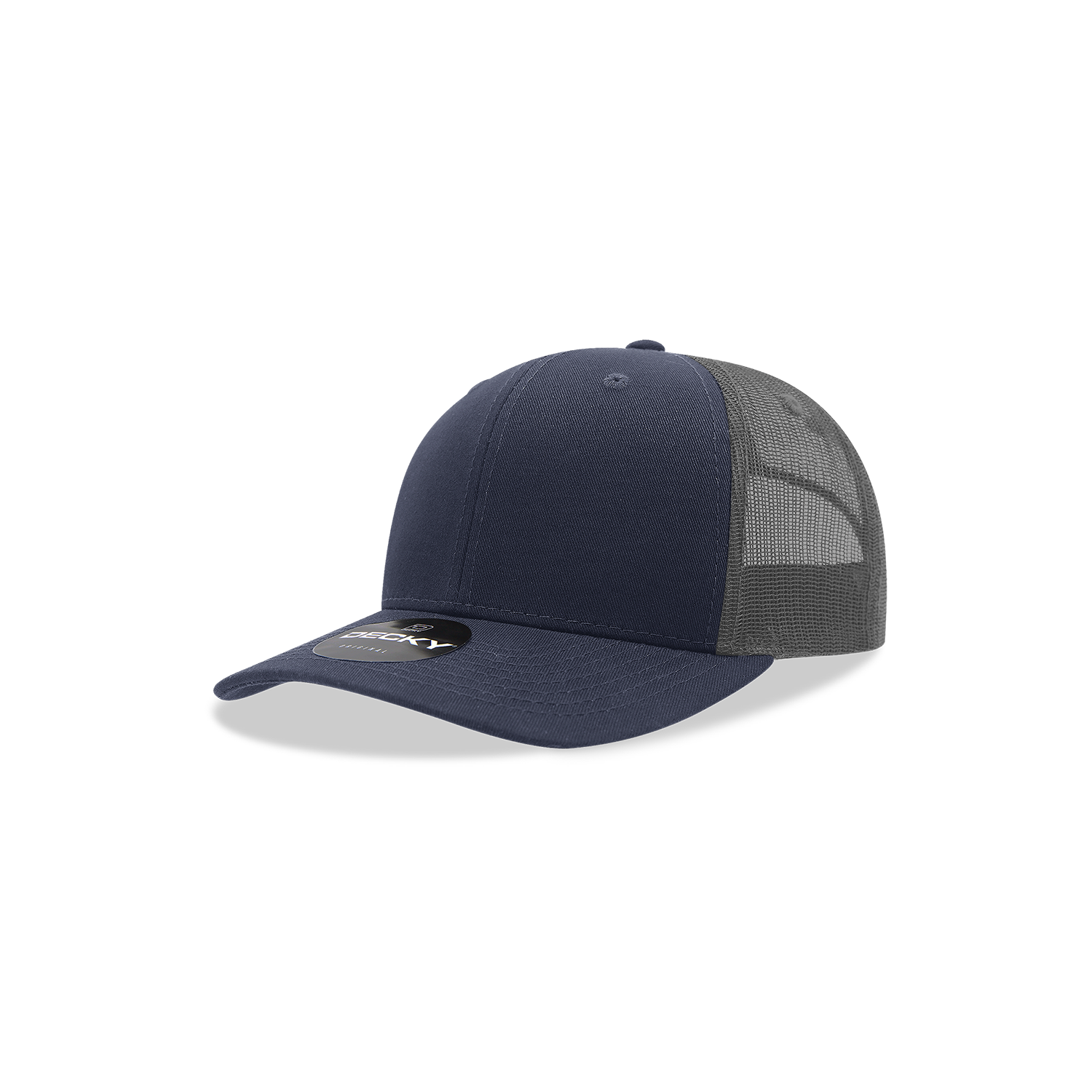 Decky 5019 Youth 6 Panel Mid Profile Structured Cotton Trucker - Navy Charcoal