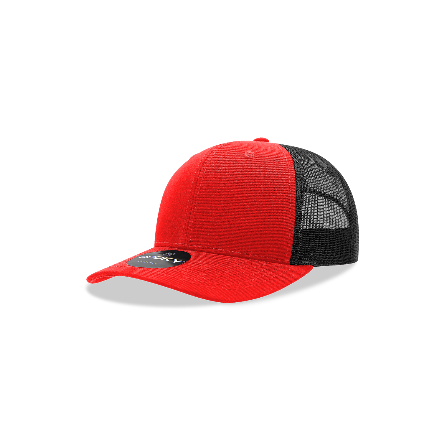 Decky 5019 Youth 6 Panel Mid Profile Structured Cotton Trucker - Red Black