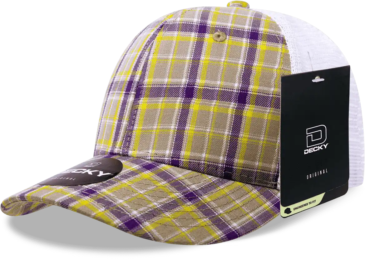 Decky 6017 M/c Plaid Cap - White 111 - one Size Fits Most