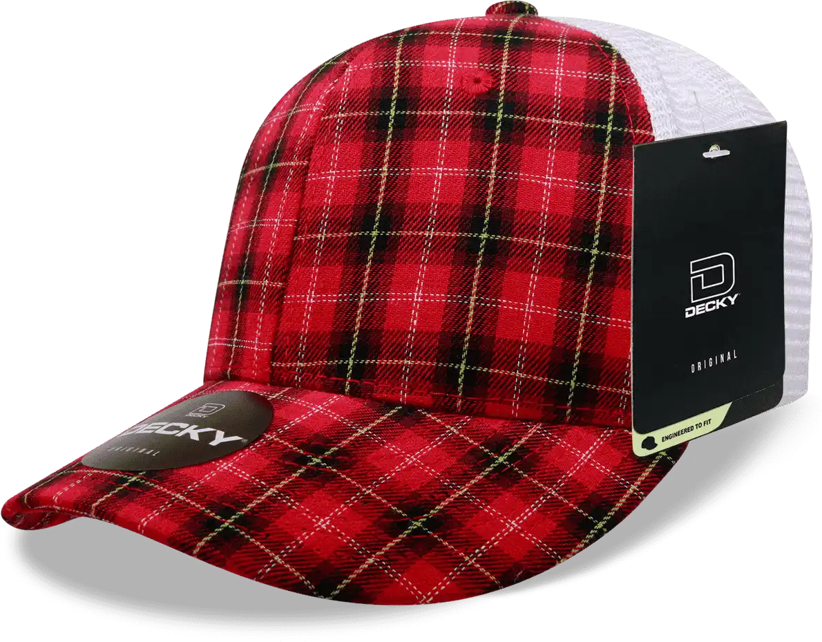 Decky 6017 M/c Plaid Cap - White 155 - one Size Fits Most
