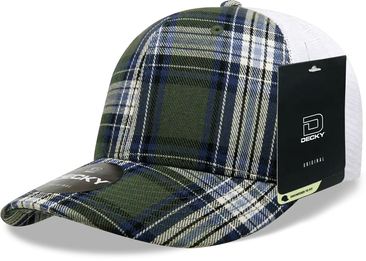 Decky 6017 M/c Plaid Cap - White 185 - one Size Fits Most