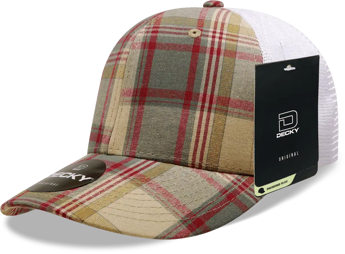 Decky 6017 M/c Plaid Cap - White 203 - one Size Fits Most