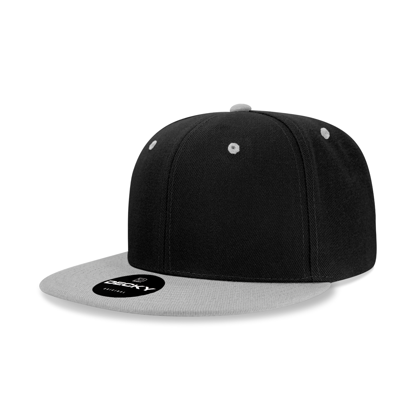 Decky 6020 High Prof 6 Panel Snapback Cap - Black Grey