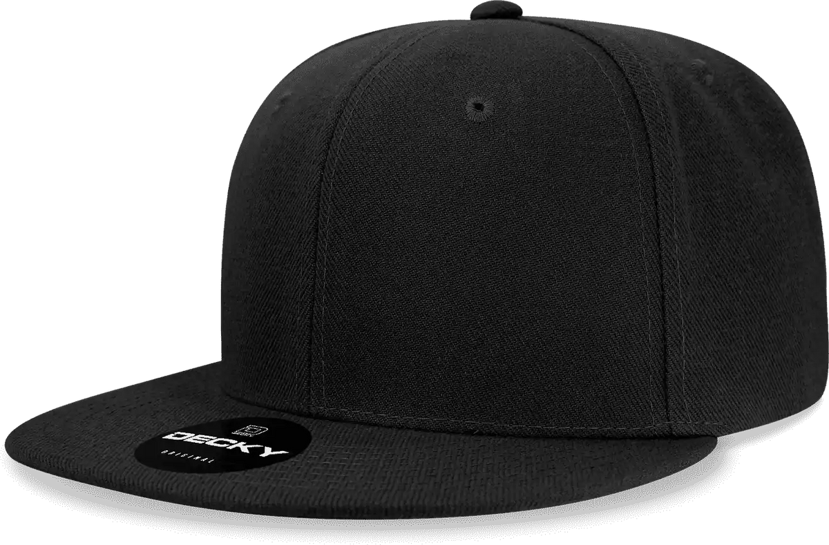 Decky 6020 High Prof 6 Panel Snapback Cap Black / one Size Fits Most
