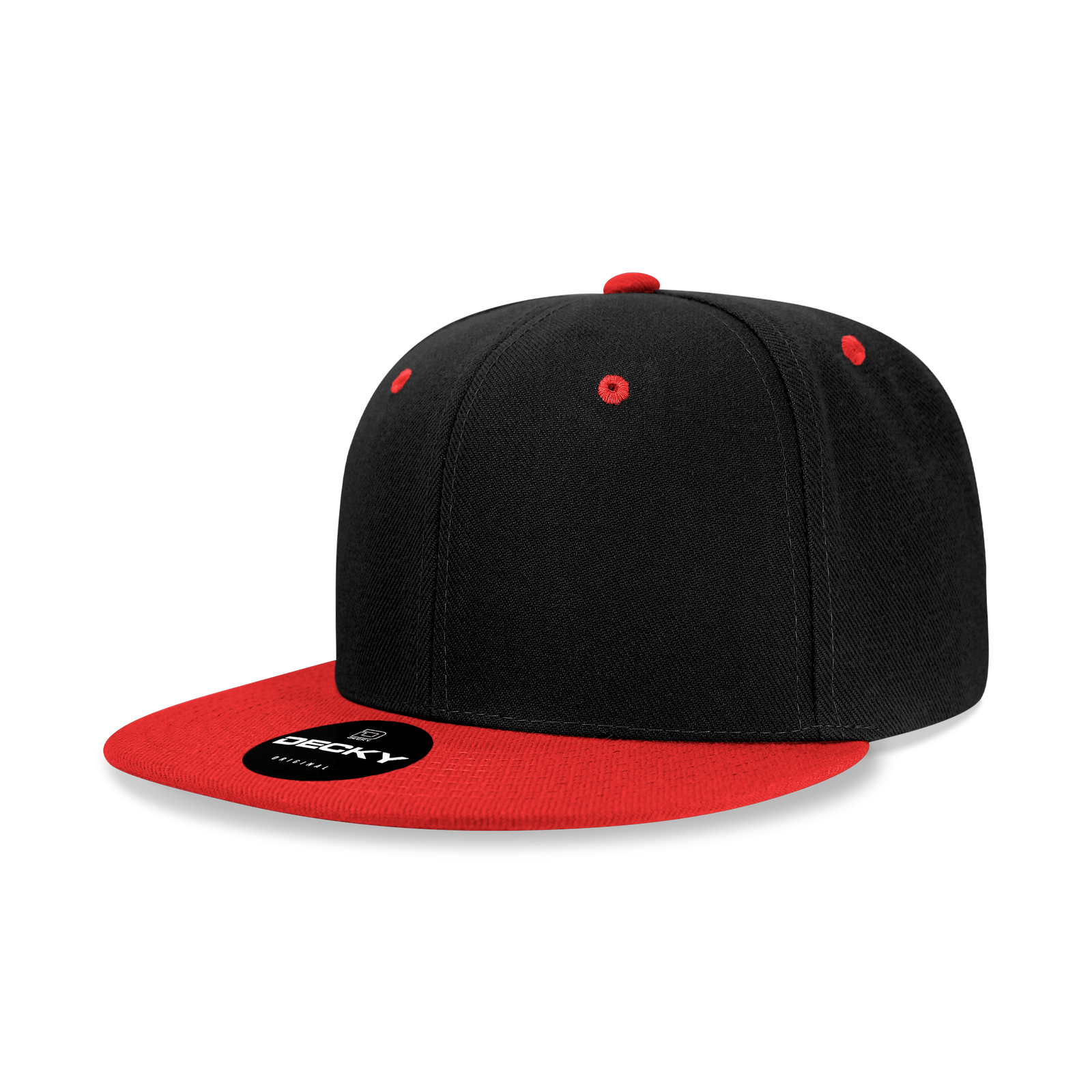 Decky 6020 High Prof 6 Panel Snapback Cap - Black Red
