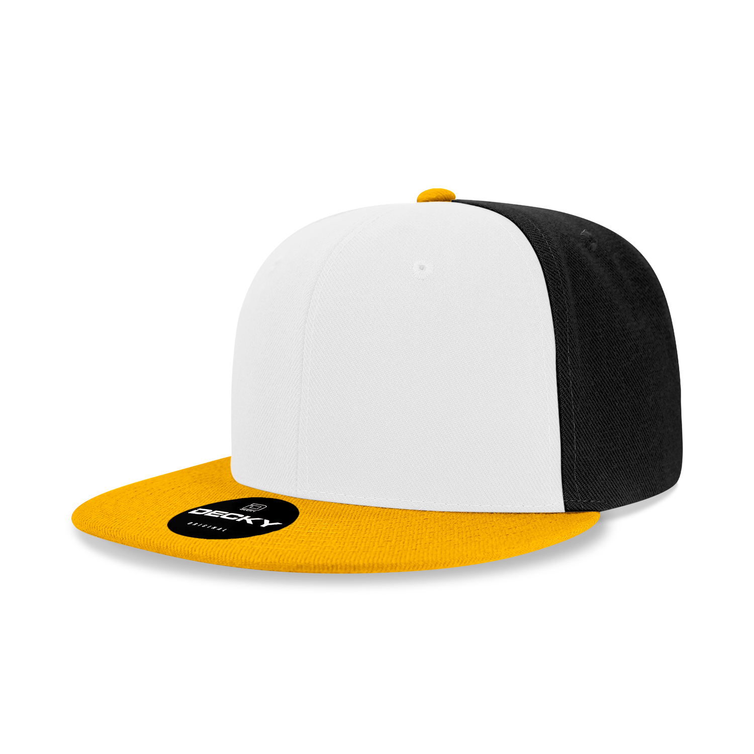 Decky 6020 High Prof 6 Panel Snapback Cap - Gold White Black