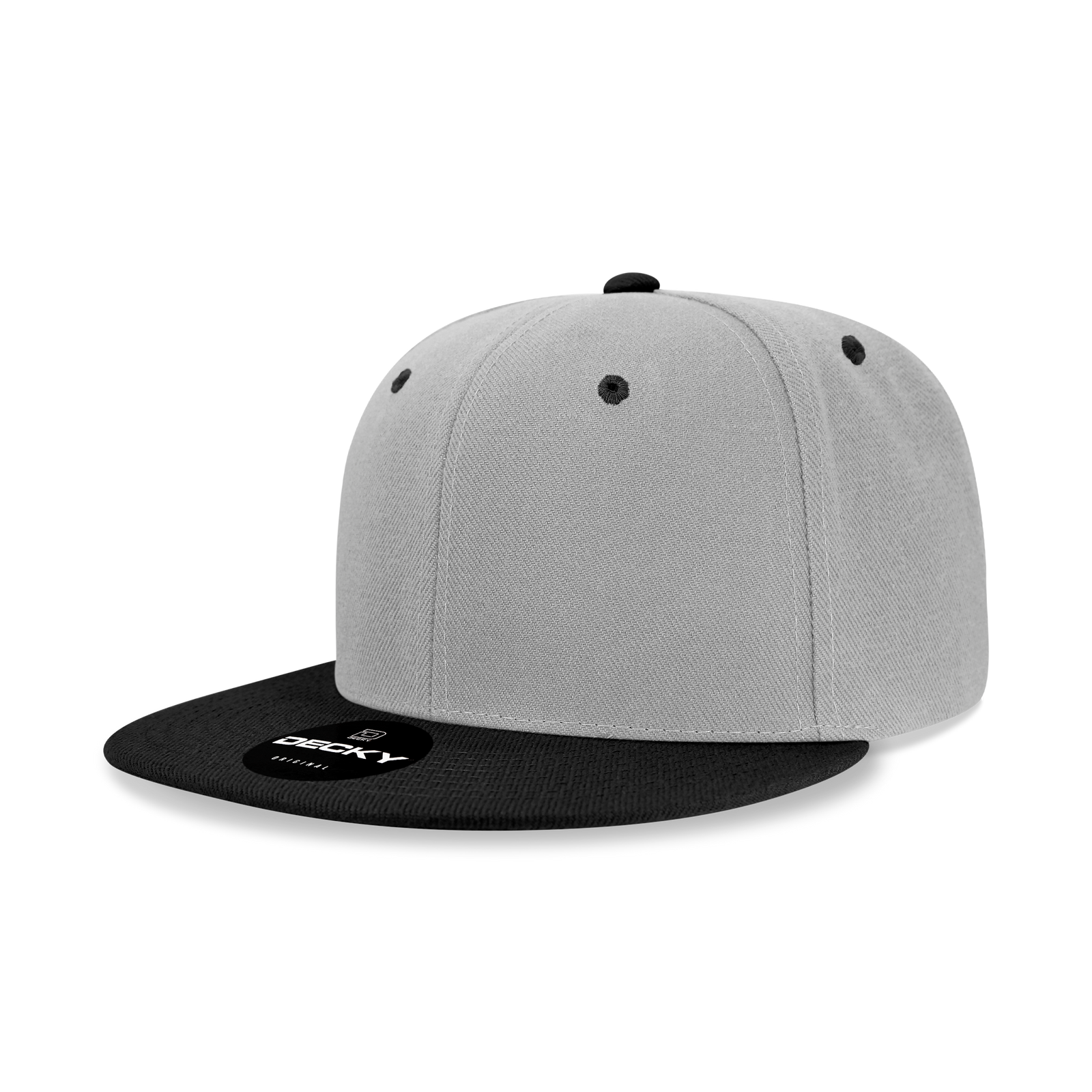 Decky 6020 High Prof 6 Panel Snapback Cap - Grey Black