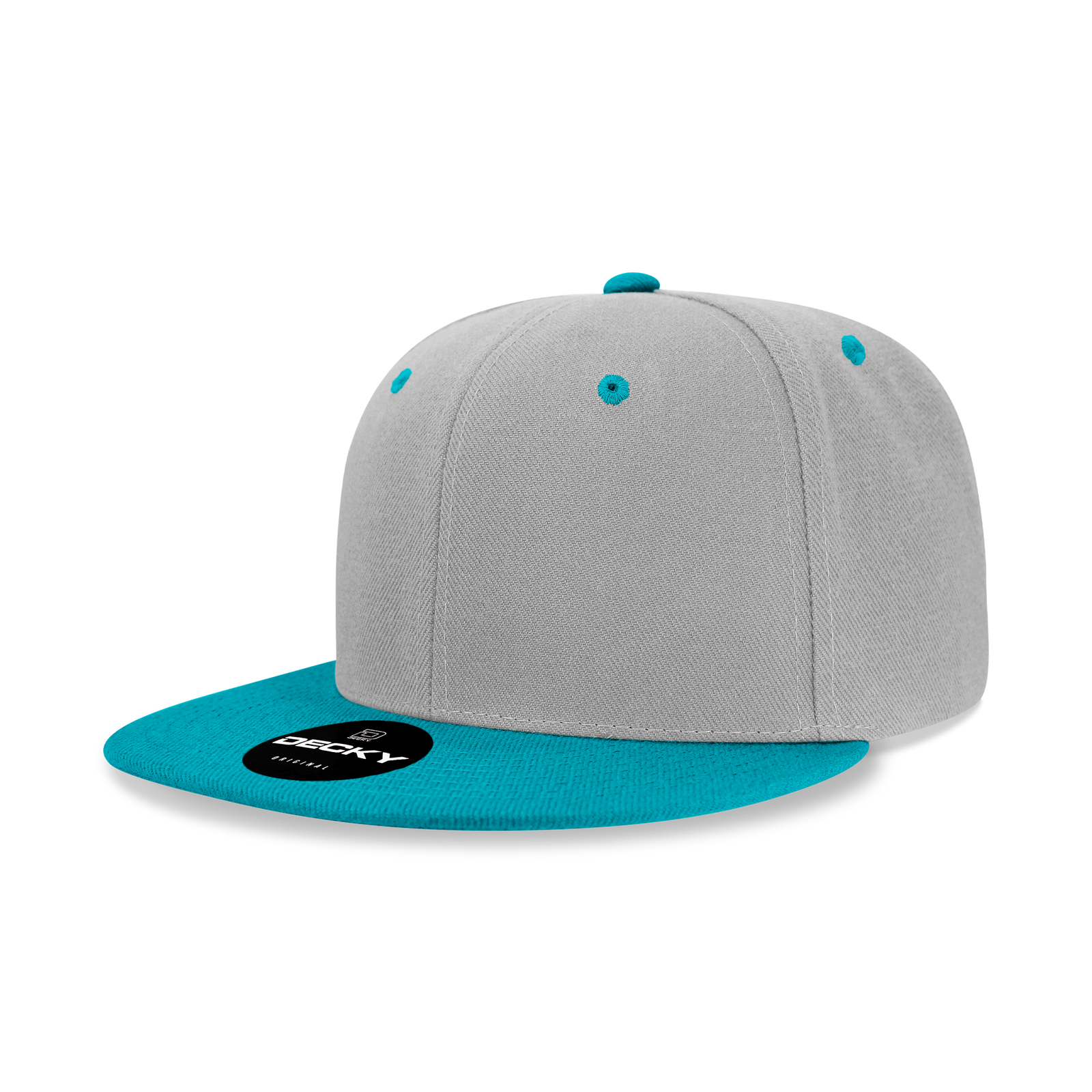 Decky 6020 High Prof 6 Panel Snapback Cap - Grey Teal