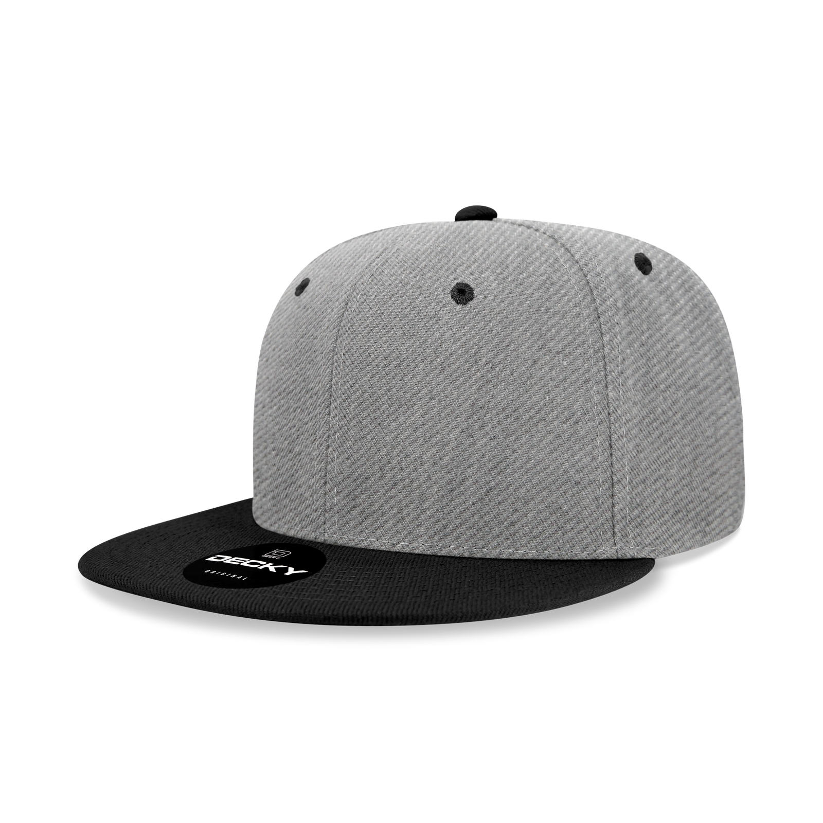 Decky 6020 High Prof 6 Panel Snapback Cap - Heather Grey Black
