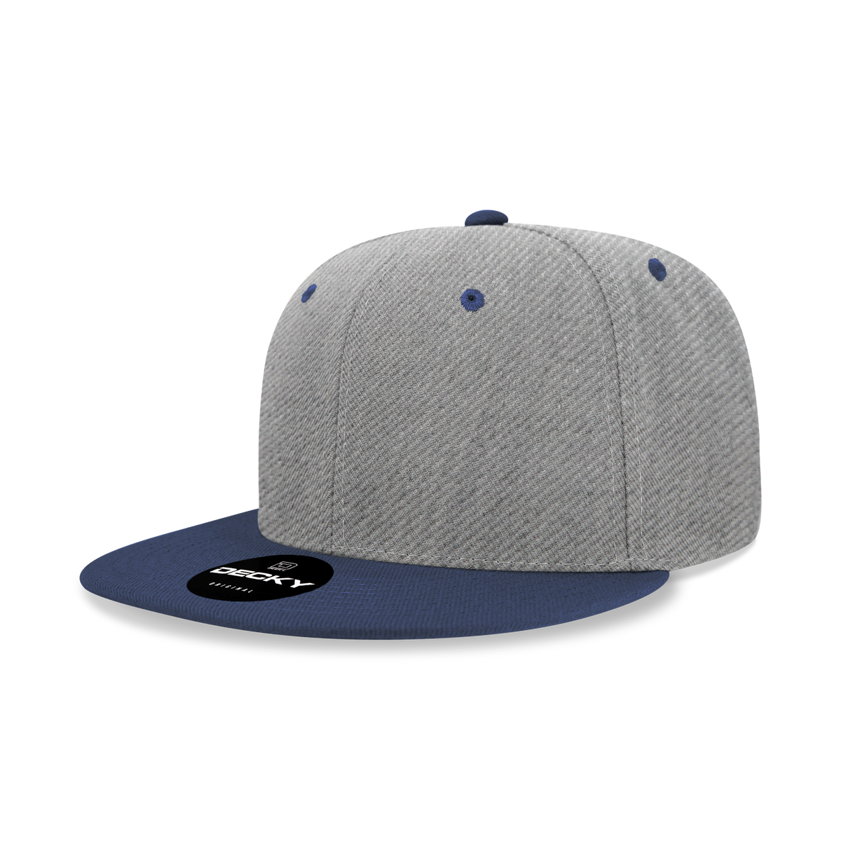 Decky 6020 High Prof 6 Panel Snapback Cap - Heather Grey Navy
