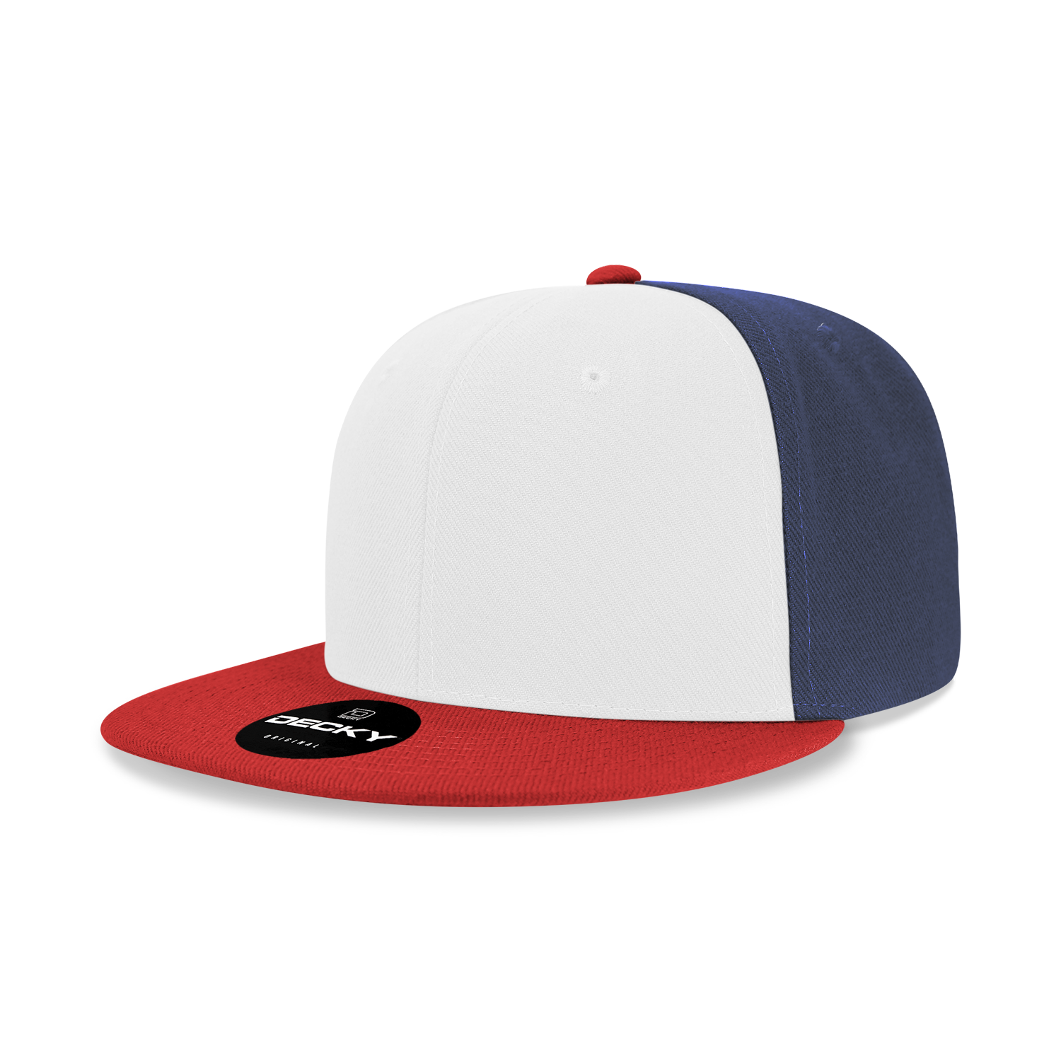Decky 6020 High Prof 6 Panel Snapback Cap - Red White Navy