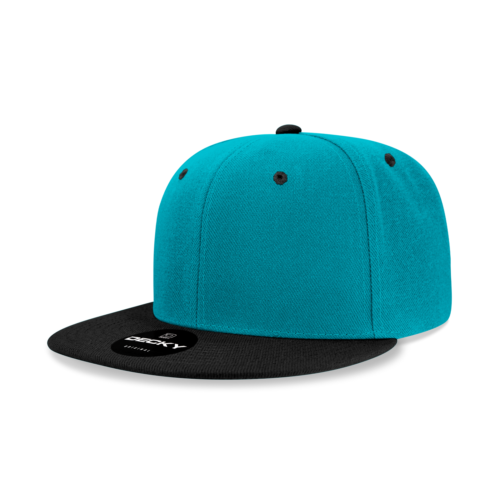 Decky 6020 High Prof 6 Panel Snapback Cap - Teal Black