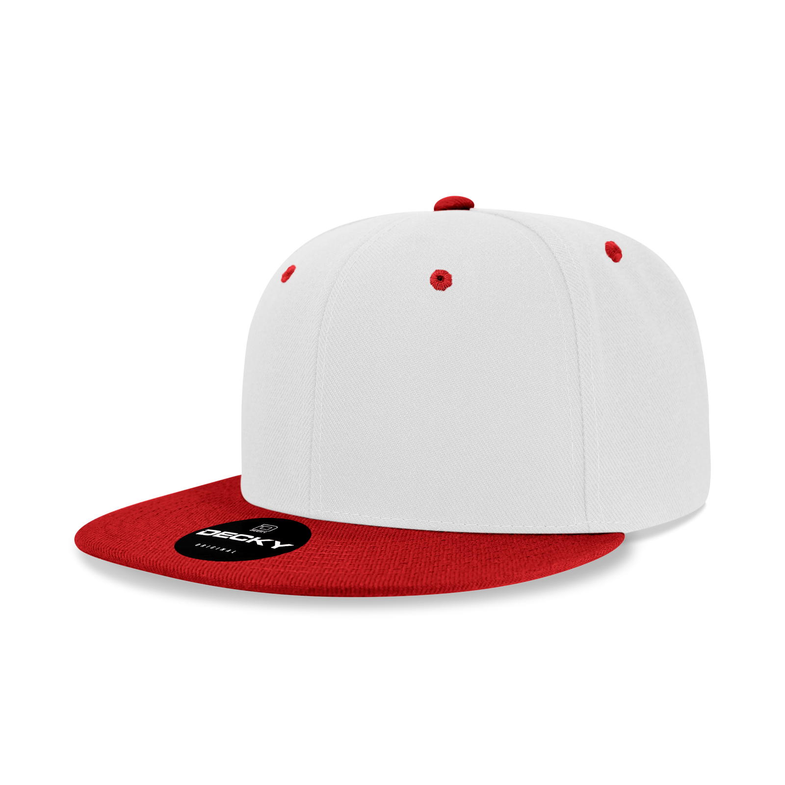 Decky 6020 High Prof 6 Panel Snapback Cap - White Cardinal