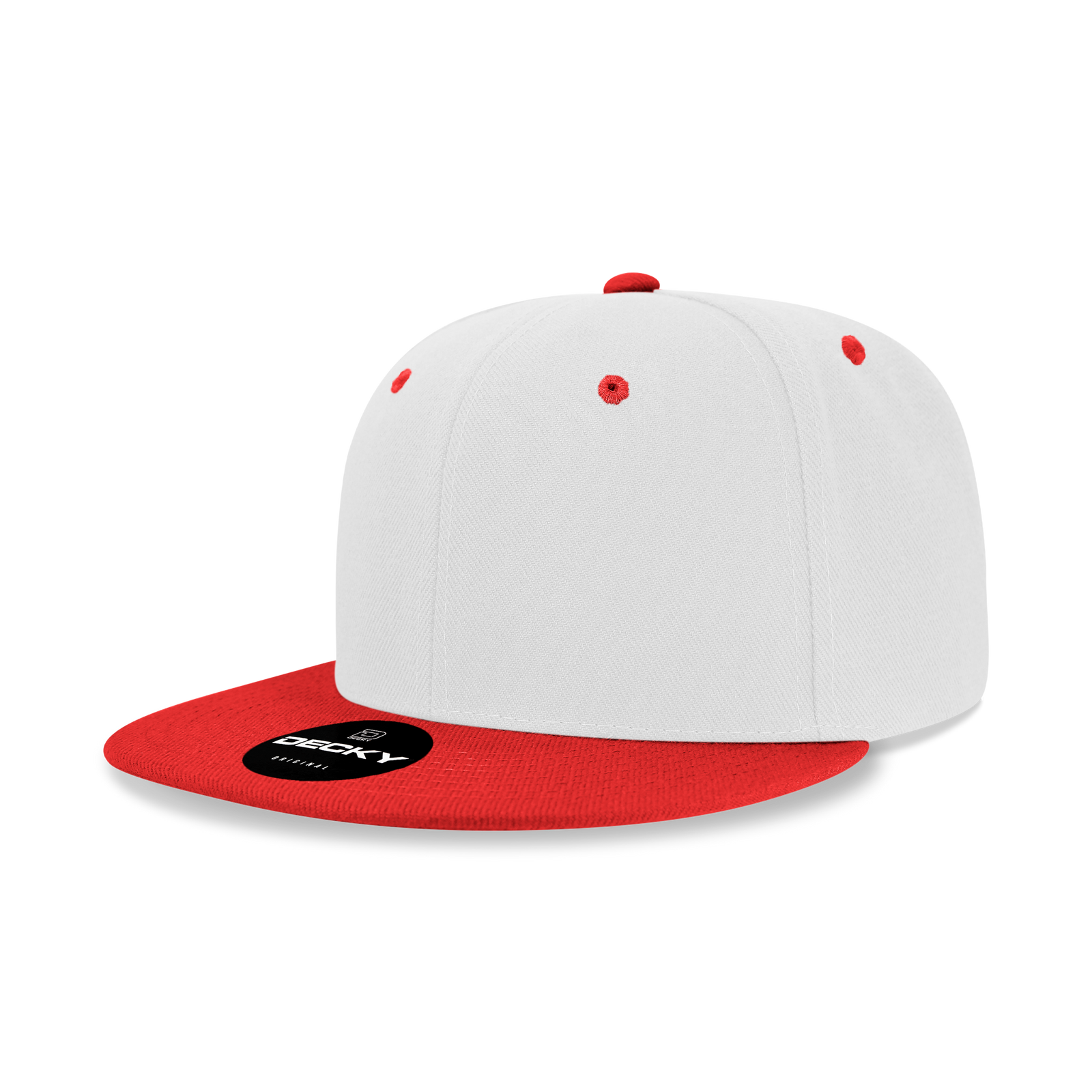 Decky 6020 High Prof 6 Panel Snapback Cap - White Red
