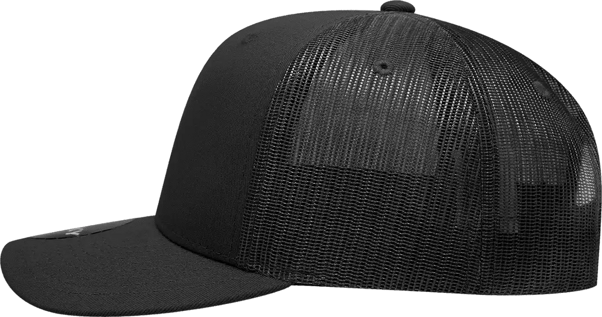 Decky 6021 Mid Profile 6 Panel Poly Cotton Trucker Cap Black / one Size Fits Most
