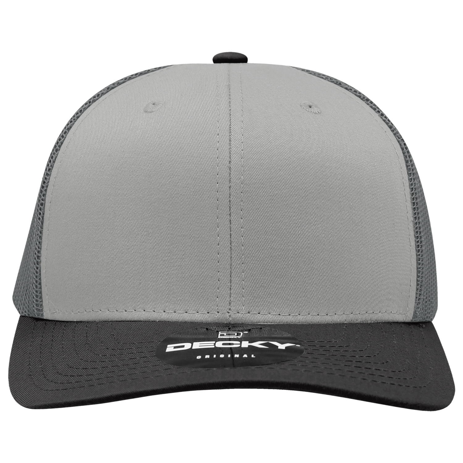 Decky 6021 Mid Profile 6 Panel Poly Cotton Trucker Cap - Black Grey Charcoal