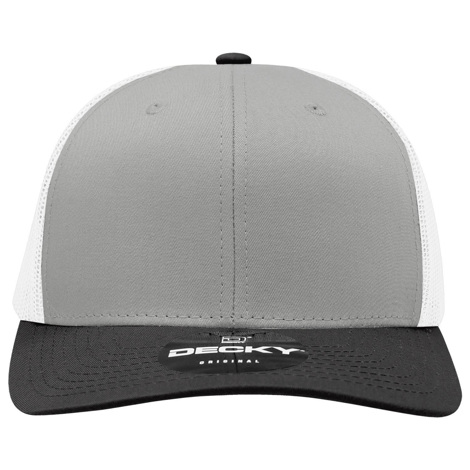 Decky 6021 Mid Profile 6 Panel Poly Cotton Trucker Cap - Black Grey White