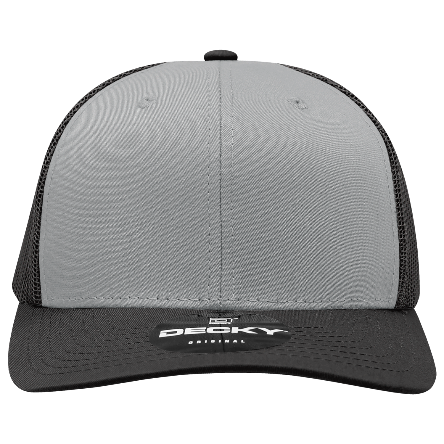 Decky 6021 Mid Profile 6 Panel Poly Cotton Trucker Cap - Black Grey