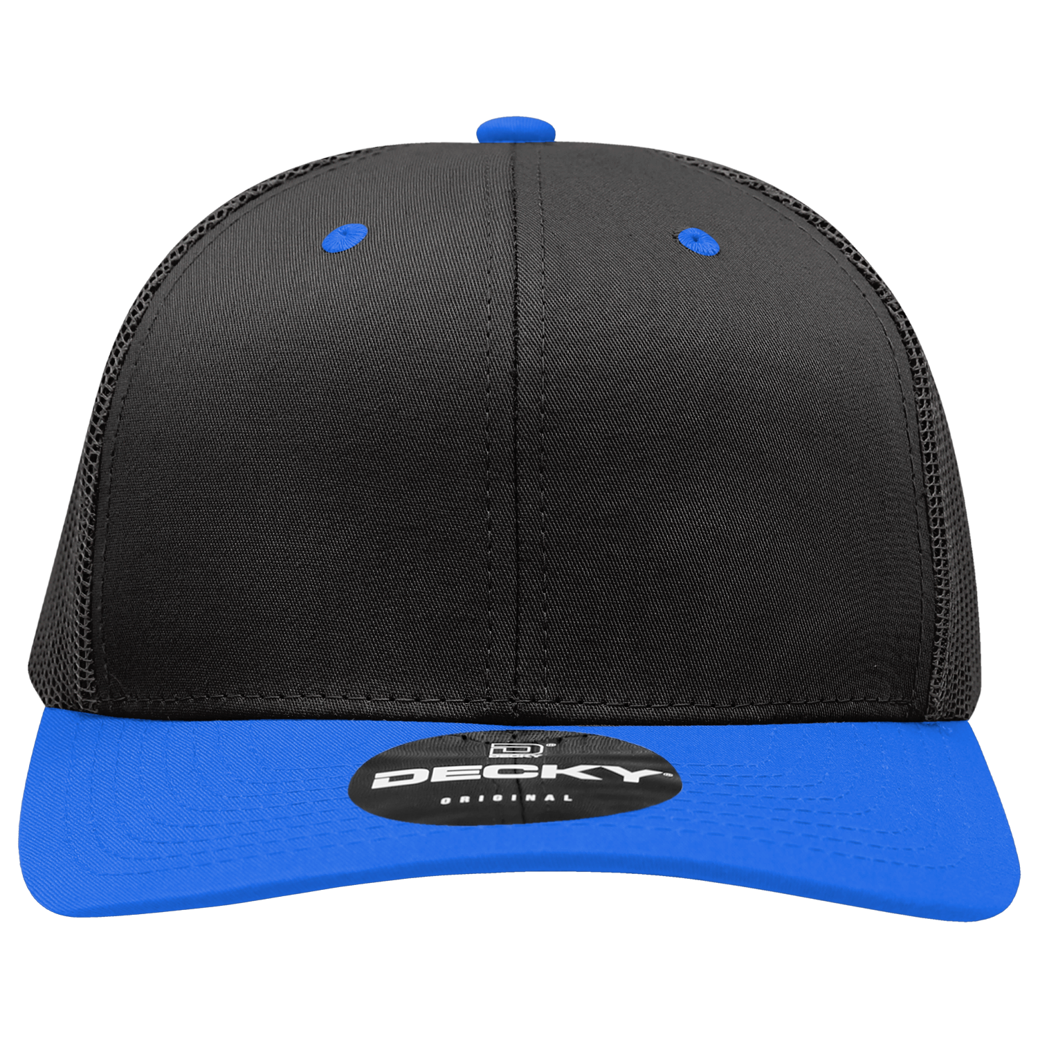 Decky 6021 Mid Profile 6 Panel Poly Cotton Trucker Cap - Black Royal