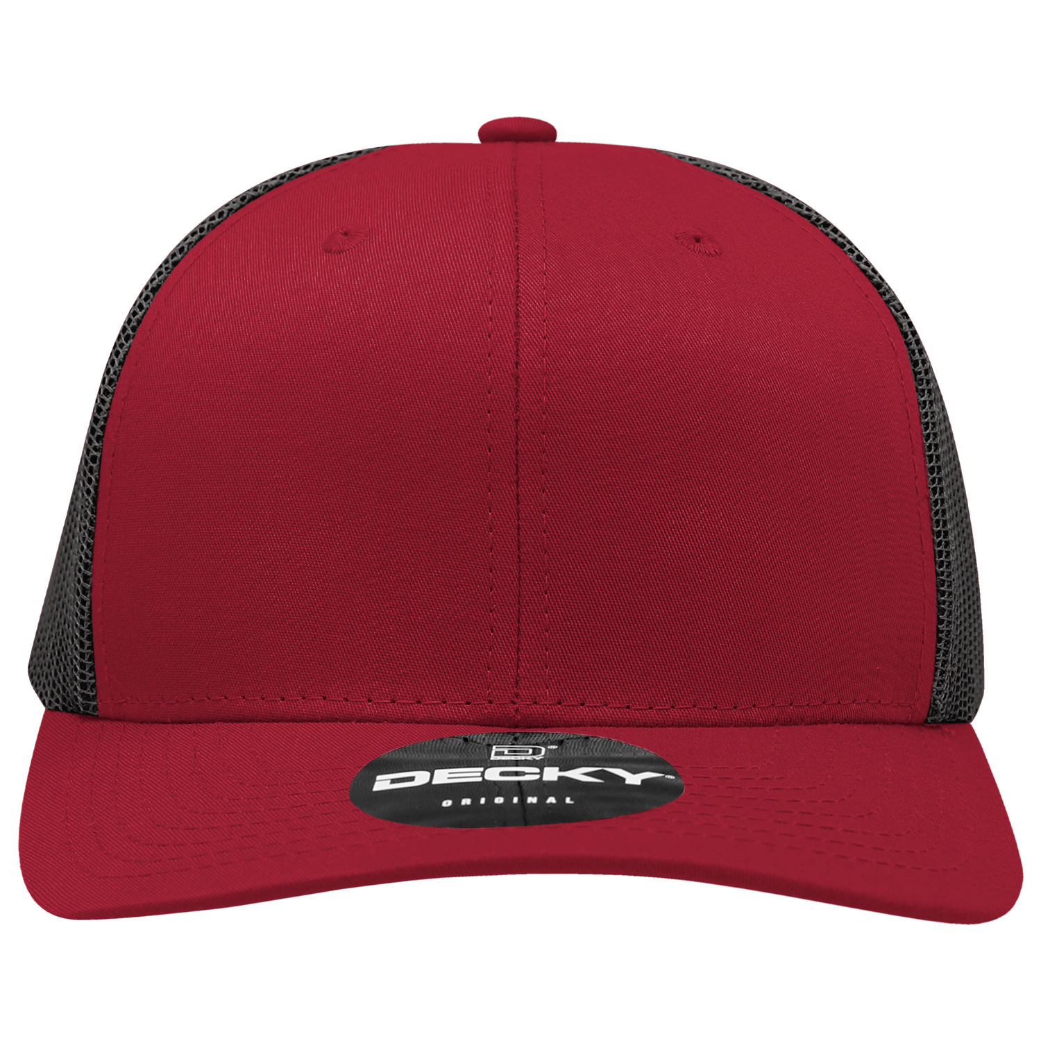 Decky 6021 Mid Profile 6 Panel Poly Cotton Trucker Cap - Cardinal Black