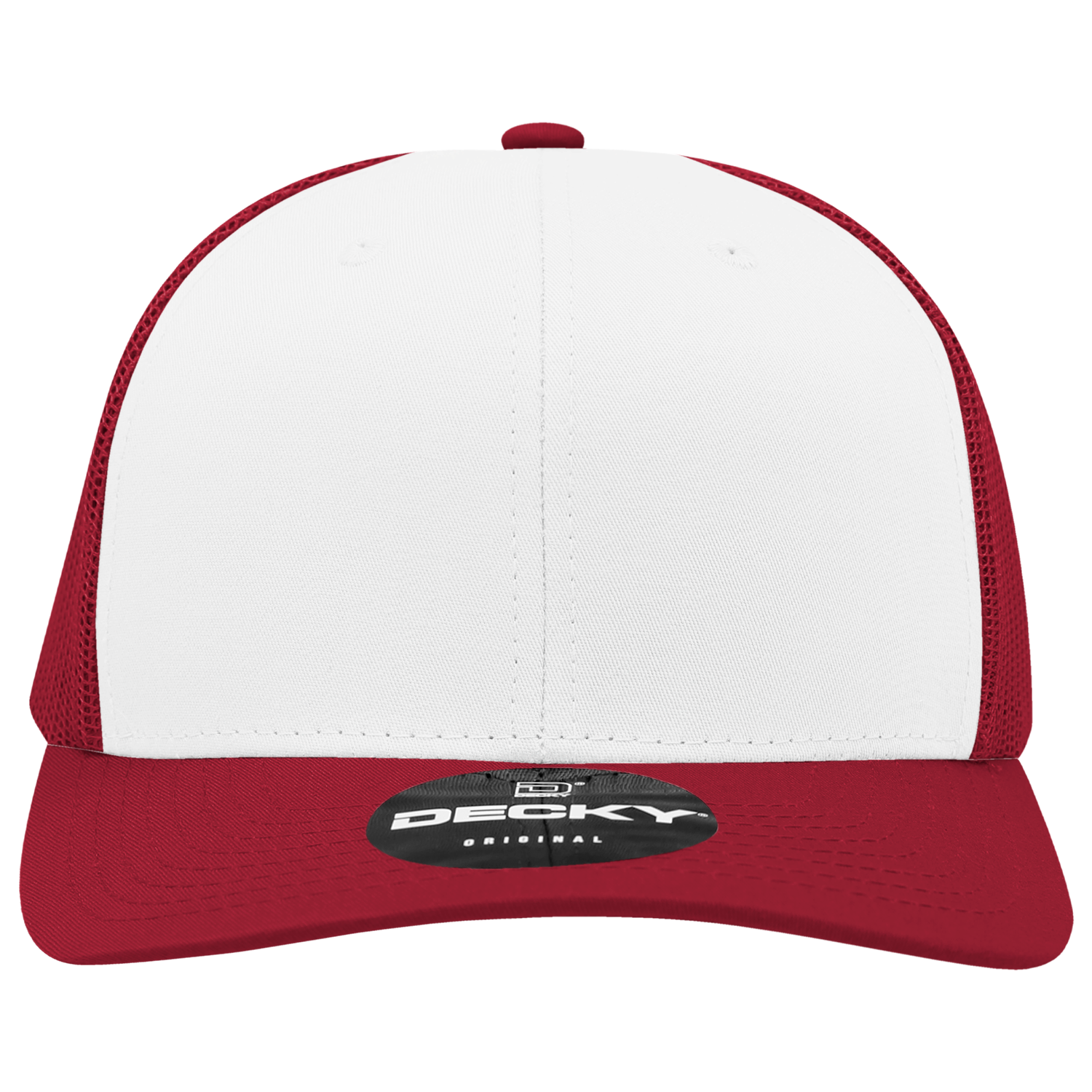 Decky 6021 Mid Profile 6 Panel Poly Cotton Trucker Cap - Cardinal White
