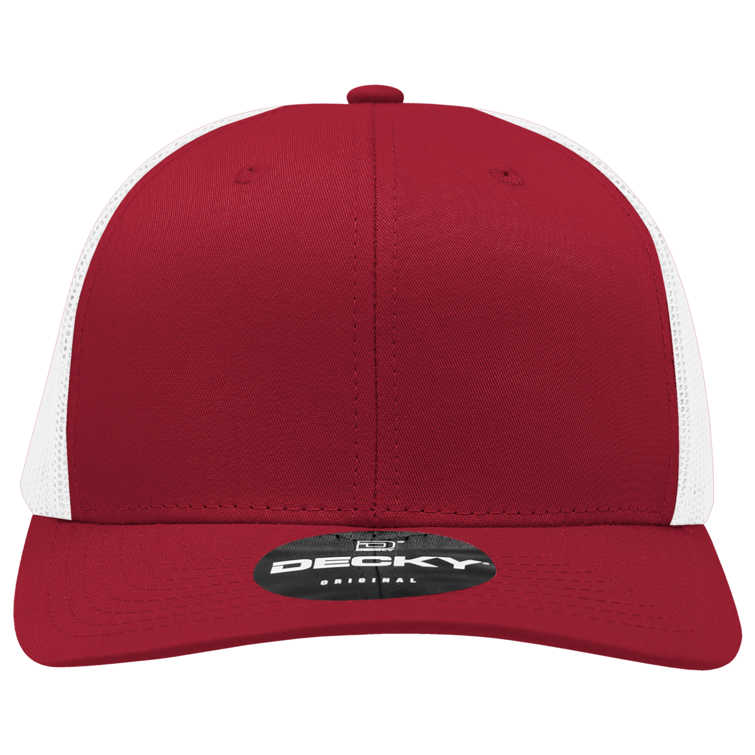 Decky 6021 Mid Profile 6 Panel Poly Cotton Trucker Cap - Cardinal White