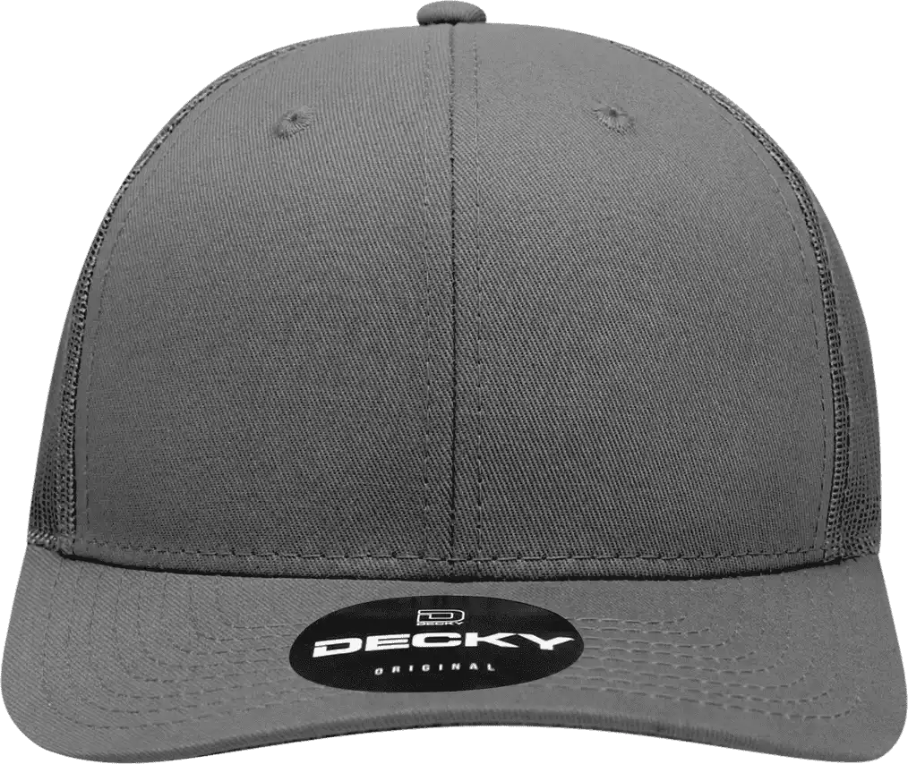 Decky 6021 Mid Profile 6 Panel Poly Cotton Trucker Cap Charcoal Dark Gray / one Size Fits Most