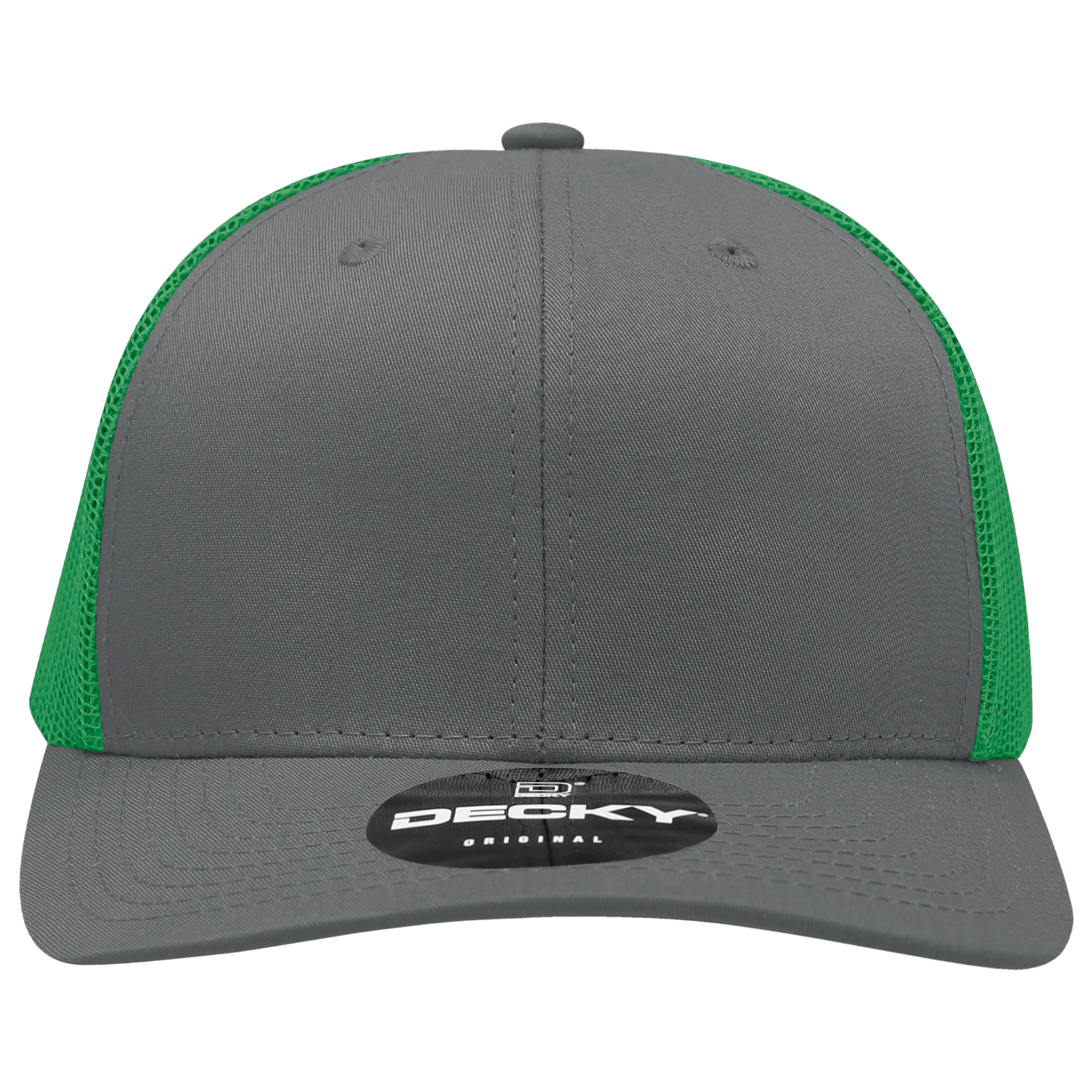 Decky 6021 Mid Profile 6 Panel Poly Cotton Trucker Cap - Charcoal Kelly