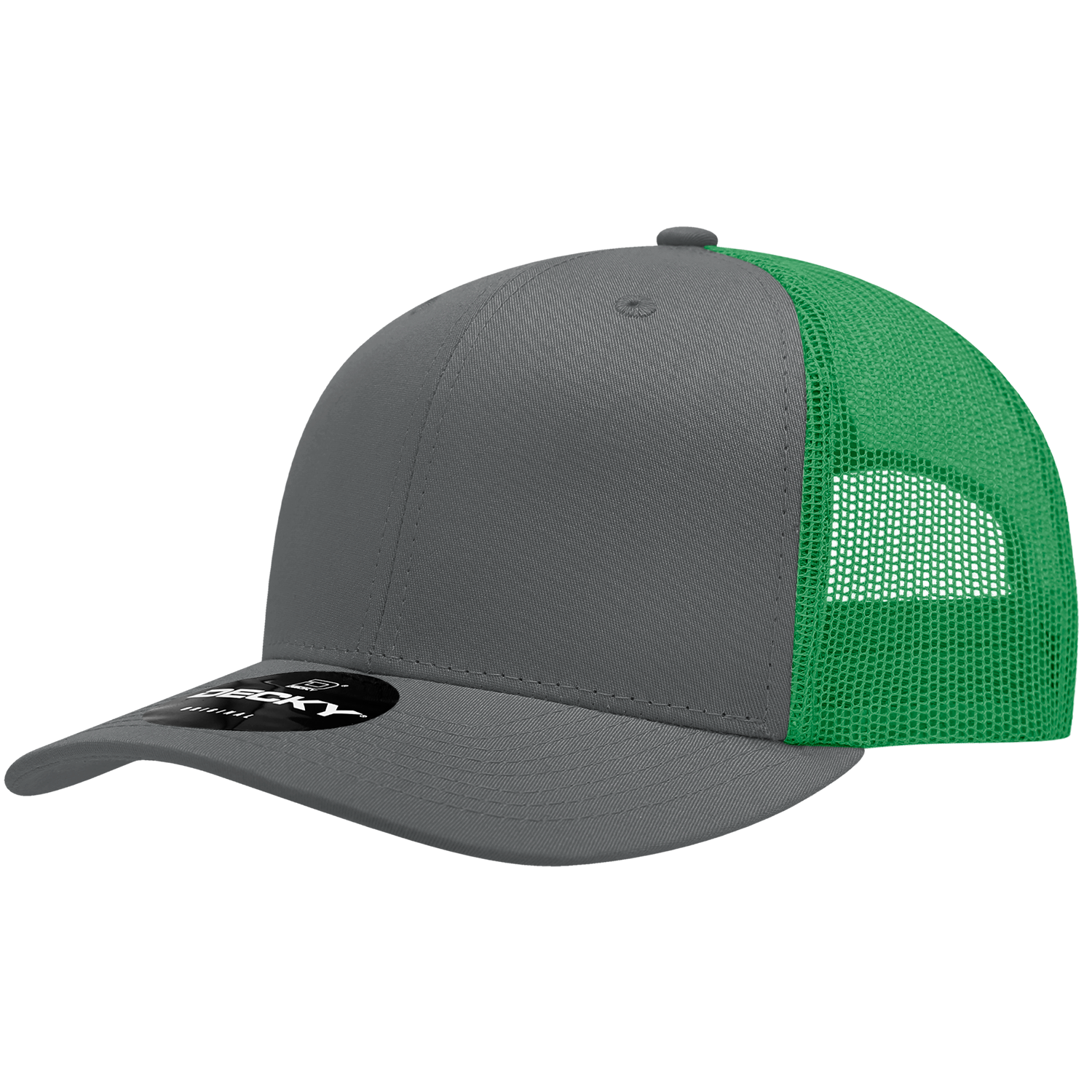 Decky 6021 Mid Profile 6 Panel Poly Cotton Trucker Cap - Charcoal Kelly