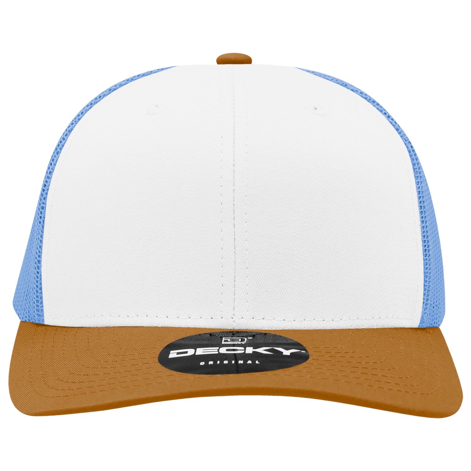 Decky 6021 Mid Profile 6 Panel Poly Cotton Trucker Cap - Coyote White Sky